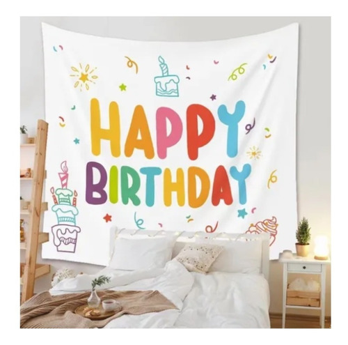 Tapiz De Pared Manta Decorativa Diseño Feliz Cumpleaños