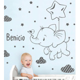 Vinilos Decorativos Infantiles Elefantito + Nombre Bebes 