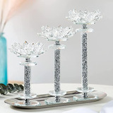 Haofei Candelabros De Cristal Juego De 3 Candelabros De Vidr