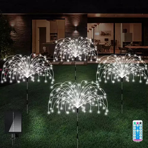 Decoración Navideña De Fuegos Artificiales Con Luz Solar