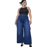 Jean Maxi Wide Leg Cheta Mujer Tiro Alto Rigido Talle Grande