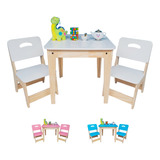 Conjunto Mesa Com Cadeira Colorida Infantil Madeira Maciça