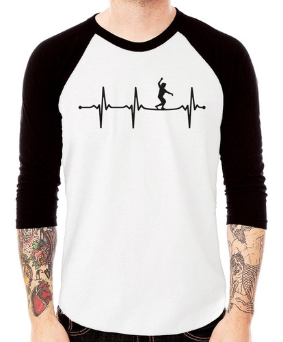 Camiseta Raglan Slackline Batimentos Cardíaco Manga 3/4