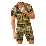 Conjunto De Ropa De Playa Hawaiana Para Hombre, Camisa Bohem