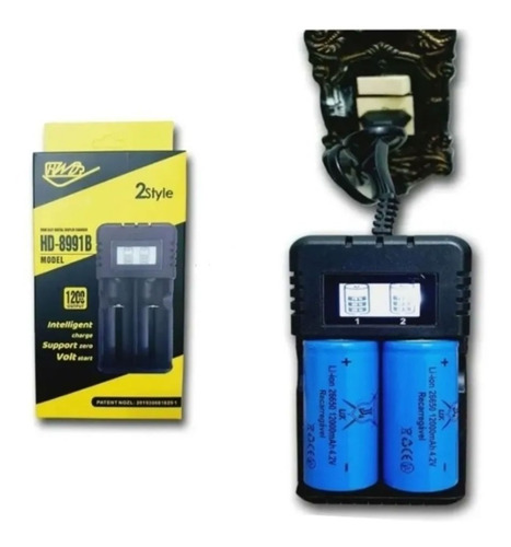 Bateria Recarregável 26650 4,2v 12000mah Li-ion + Carregador