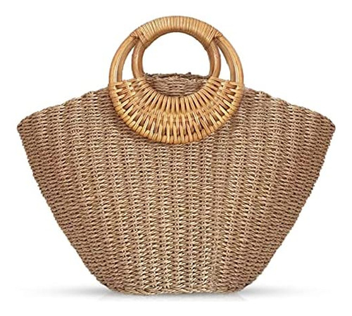 Qtkj Bolso De Paja, Bolso De Playa De Verano Para Mujer, A