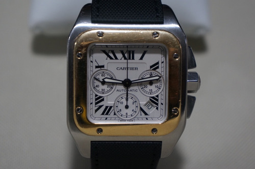 Reloj Cartier Cronógrafo Santos 100. Original. Tamaño Xl