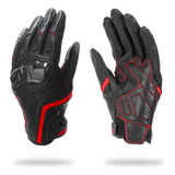 Guantes Moto Piel Transpirable Táctil Premium Color Rojo