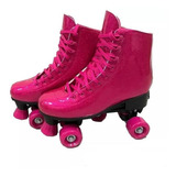 Patins Roller Skate Com Glitter Ajustável 35-38 Pb-01r Fênix