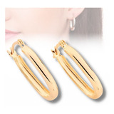 Brinco Argola Lisa Oval Ouro 18k Banhado Rommanel 2,4cm