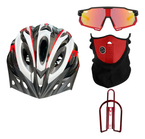 Kit 4 En1 Casco Ajustable Bicicleta + Mascara+lentes+ Soport | Envío gratis