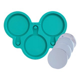 Molde Silicone Resina 3 Redondo +10 Espelhos Cute Chaveiro