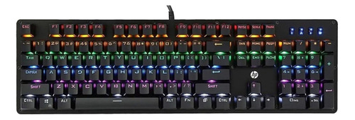 Teclado Hp Gk100 Qwerty Espanhol Cor Preto Com Luz Rgb