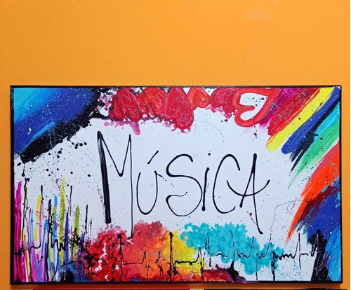 Cuadro Moderno Original Único Música Pintado A Mano