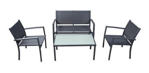 Juego De Jardin Balcon Exterior Mesa + Sillones + Gris