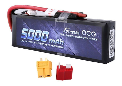 Bateria Lipo Gens Ace 5000mah 11.1v 3s 50c 3 Cell Pack Con X