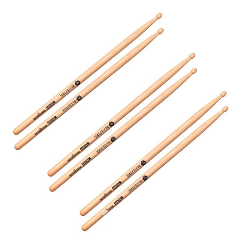 Baquetas Hund Blue Fire American Hickory Natural 5a 3 Piezas