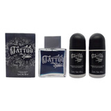 Perfume Para Caballero Tattoo Rebel Set Desodorante Original