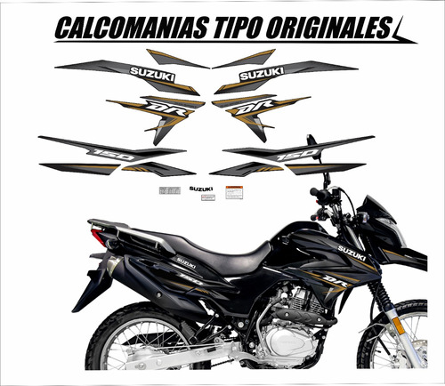 Calcomanias Suzuki Dr 150  Tipo Originales 2024  Dorado Negr