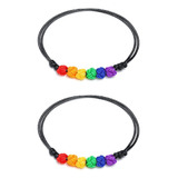 2 Pulseras De Arcoíris Lgbt Pride Para Hombres Y Mujeres, Aj