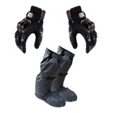 Botas Impermeables Moto Con Suela + Guantes Protección 