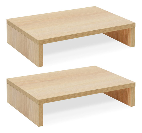 Teamix Soporte Elevador De Madera Para Monitor, Paquete De 2