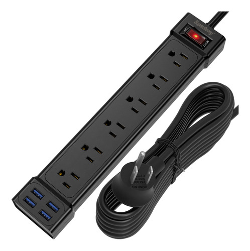 Enchufe Inteligente Marca Superdanny/6 Tomas/4 Usb/negro15ft