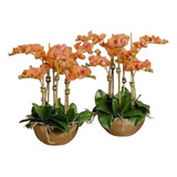 Juego De 2 Arreglos De Orquídeas Artificial, Tacto Natural