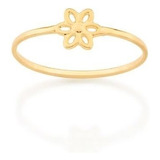 Anel Rommanel Folheado Ouro Skinny Ring Flor Vazada 512881