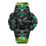 Relógio Masculino Weide Anadigi Wa3j8005 Verde Camuflado Cor Do Fundo Preto