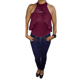 Blusa Body Cuello Alto Boleros Licrado Bodies Moda Mujer