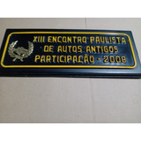 Placa De Participação Encontro De Carros Antigos Original