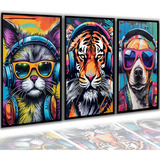 Quadro Decorativo Animal Cyberpunk Com Headset Fashion Sala