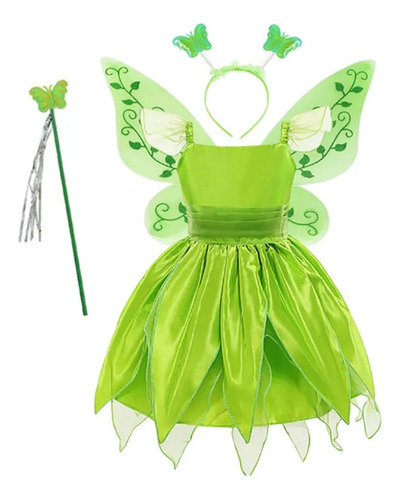 Vestido De Hadas Para Niñas, Disfraz Tinker Bell Más Accesorios