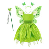 Vestido De Hadas Para Niñas, Disfraz Tinker Bell Más Accesorios