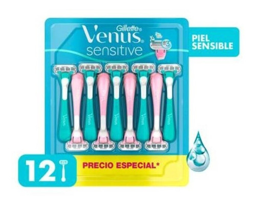 Rastrillo Para Dama Venus Sensitive Gillette 12 Piezas