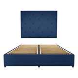 Cama Recamara - Base Box Cabecera Toscana Azul King Size