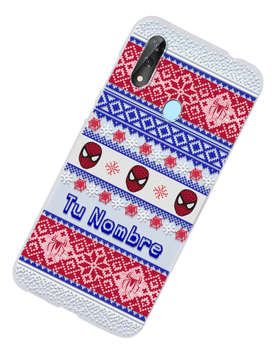 Funda Para Zte Spiderman Ugly Sweater Navidad Con Tu Nombre