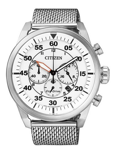 Reloj Citizen Hombre Crono Eco Drive Fechador Ca421059a Color De La Malla Plateado Color Del Bisel Plateado Color Del Fondo Blanco