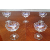 Set 5 Copas Antiguo Cristal Tallado Champagne Sidra Brindis