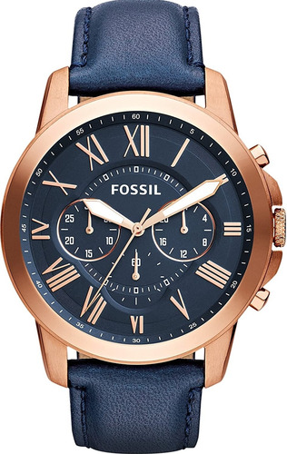 Reloj Fossil Fs4835 Color De La Correa Azul Color Del Bisel Oro Rosa Color Del Fondo Azul/oro Rosa