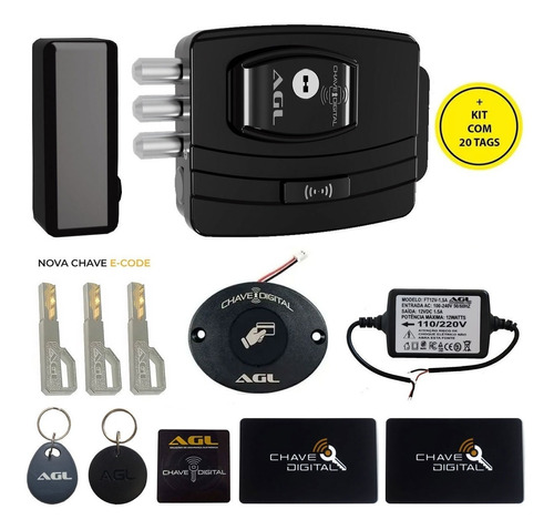 Fechadura Eletrônica Agl Ultra Card E-code + Kit Com 20 Tags