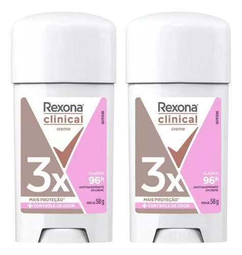 Desodorante Rexona Clinical Classic Feminino 58g - Kit 2 Un