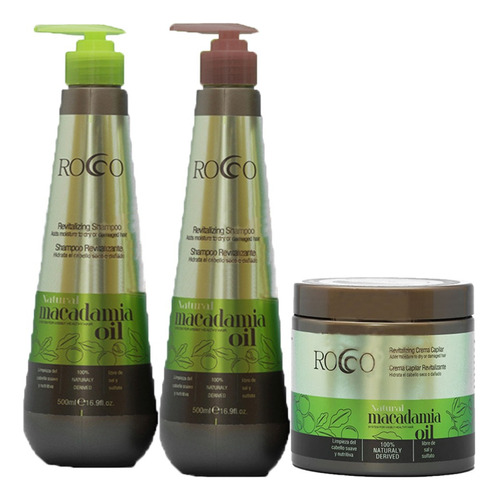 Shampoo + Acondicionador + Crema Macadamia Oil  Rocco 500ml