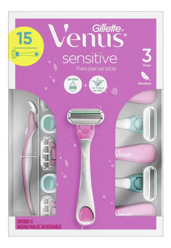 Rastrillos Para Afeitar Gillette Venus Sensitive 15 Piezas