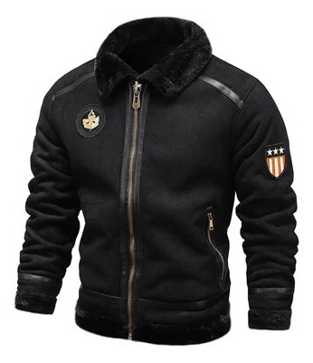 Chaqueta De Lana De Piel Con Cuello Para Hombre, Maxulla De