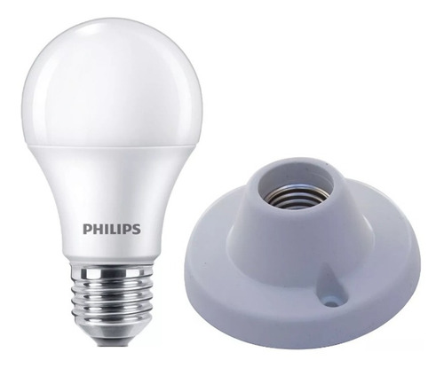 Lampara Led Philips 12w + Portalampara Con Base X 5 Unid