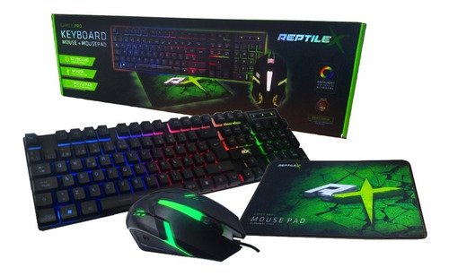 Combo Gamer Reptilex Teclado Led Rgb Mouse Mousepad