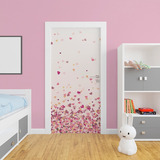 Adesivo Para Porta Rosa Corações Infantil Menina 1,00x2,20m