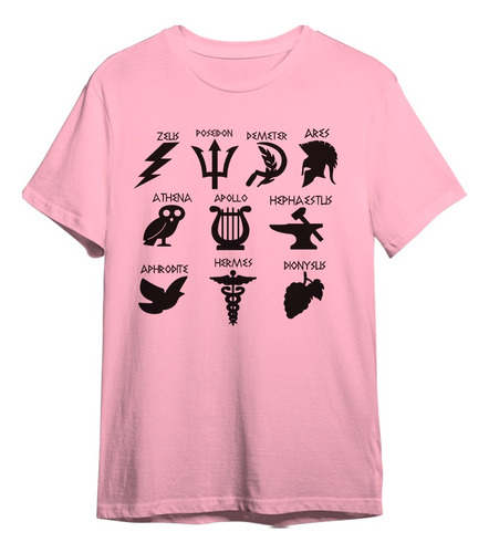 Camiseta Unissex Percy Jackson Simbolos Deuses Gregos